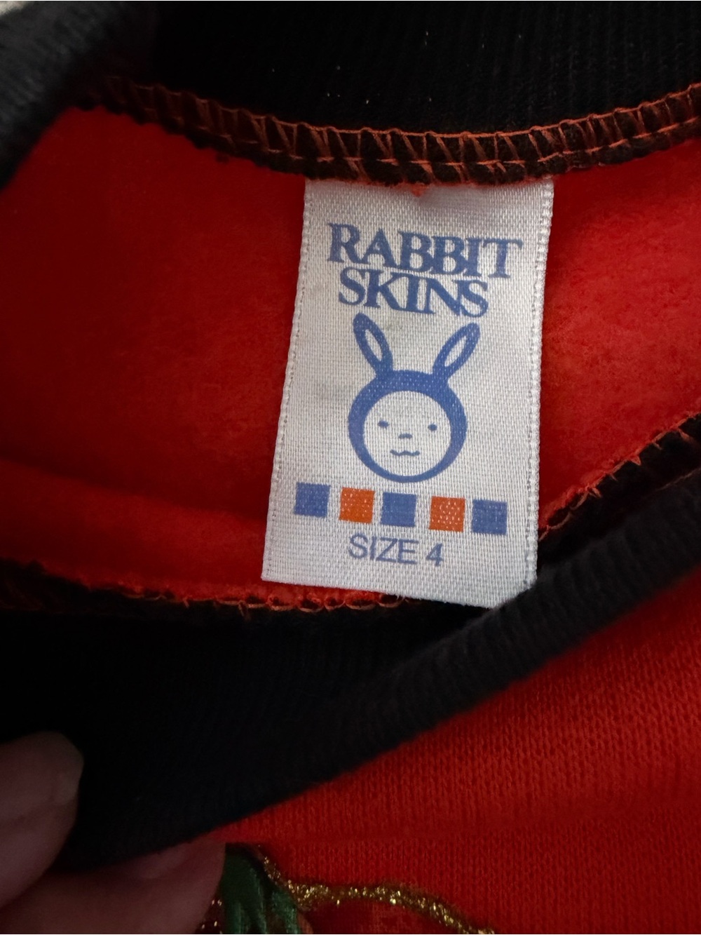 Vtg Rabbit Skins Kids Orange & Black Pumpkin Pullover Sweatshirt Size 4 - Picture 5 of 6